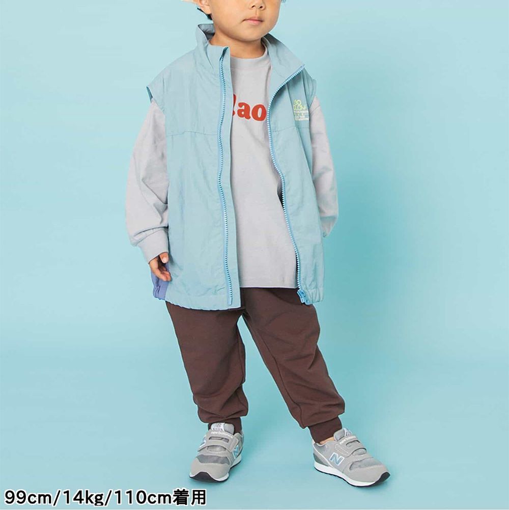 純棉正向英文標語長袖上衣-淺灰