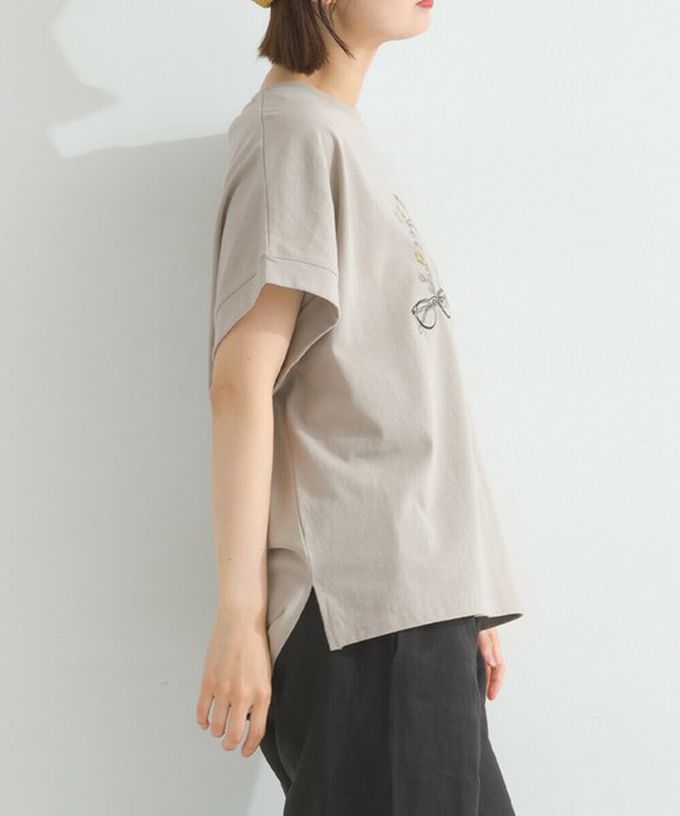 日本 Lupilien - 純棉知性印花法式袖T恤-白