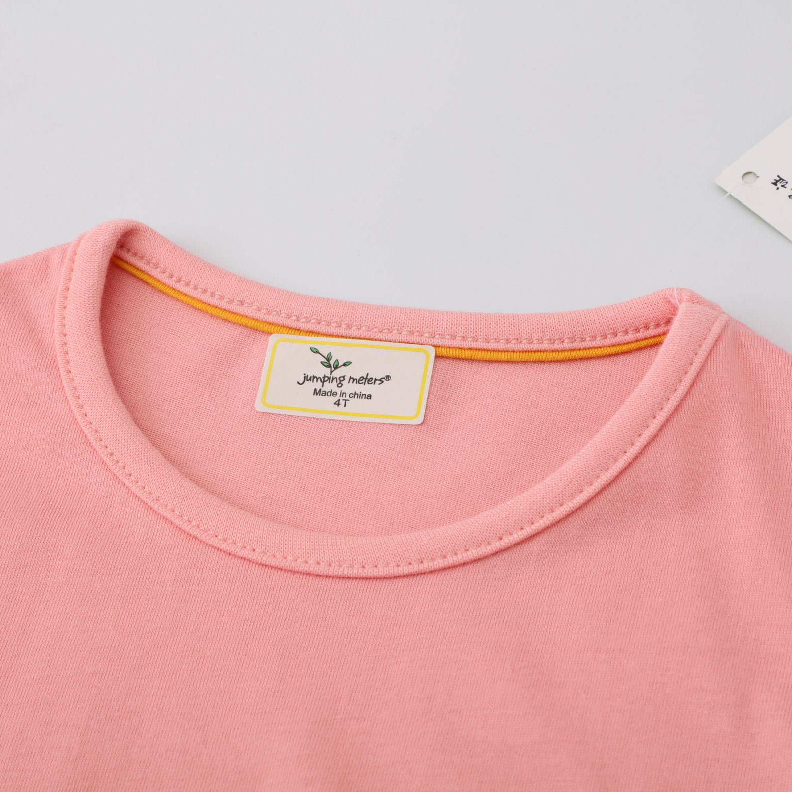 Jumping meters - 棉質圓領長袖連身洋裝-可愛恐龍-粉色