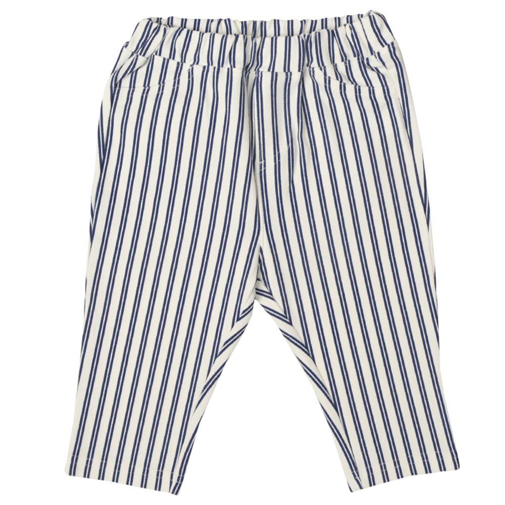 akachan honpo - 7分經典褲 針織斜紋布-圖案-深藍色