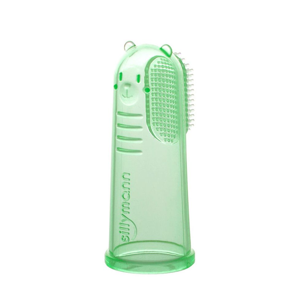 韓國 sillymann - 100%鉑金矽膠指套牙刷-綠色-3個月以上