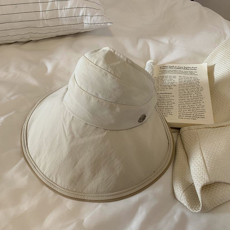 黑膠涼感防紫外線大帽簷空頂遮陽帽-可調節款-黑色