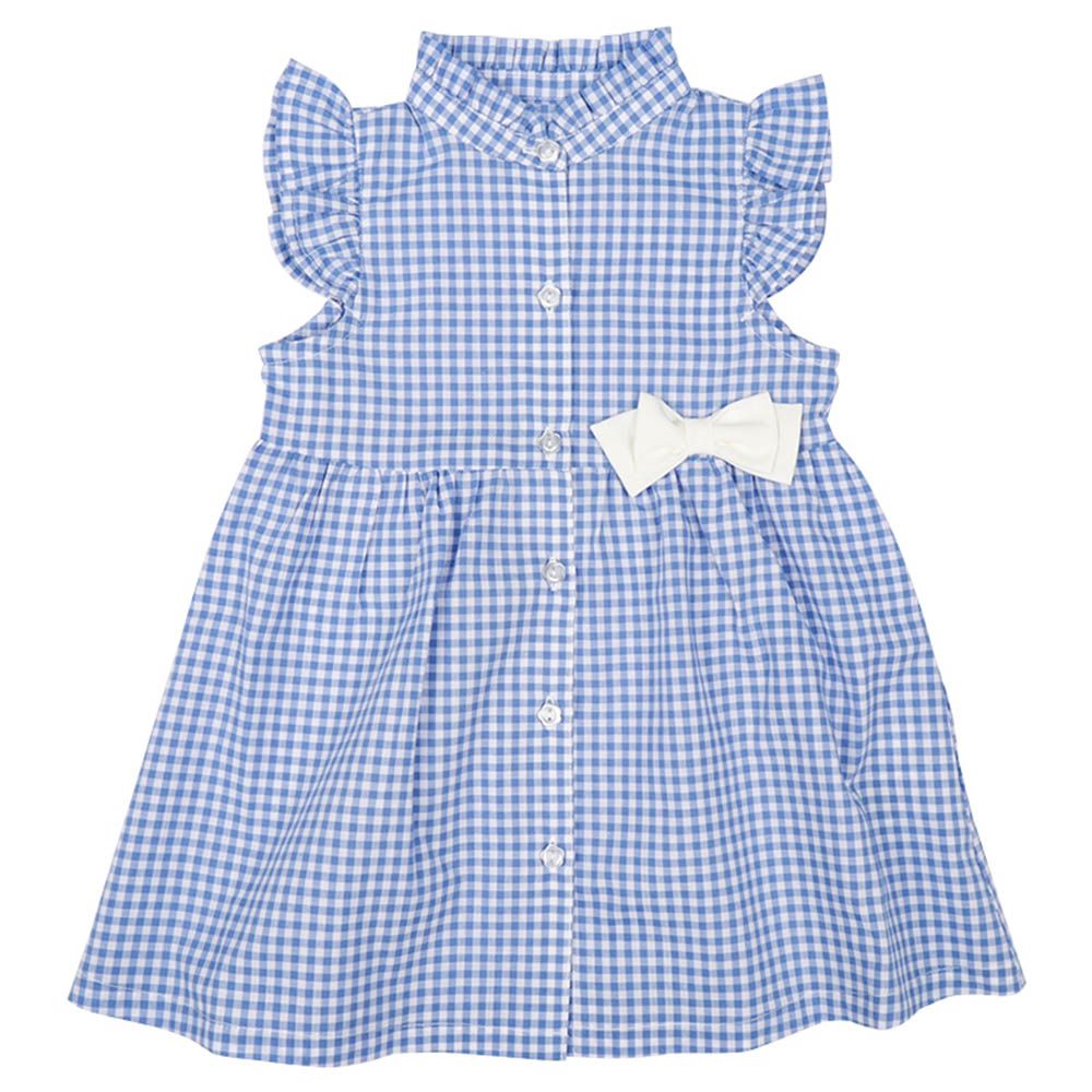 短袖洋裝-格紋-藍色