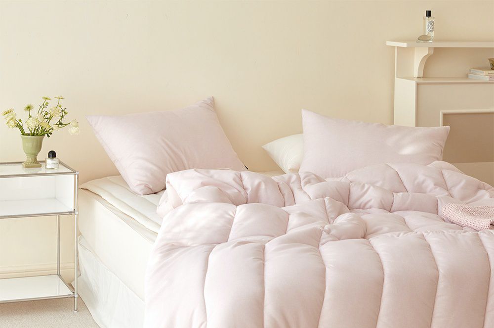 韓國 Maatila - 可水洗超細纖維桃皮感四季被-清爽粉