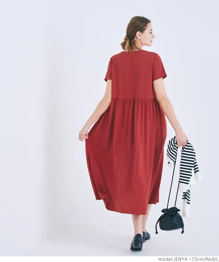 日本 COCA - 簡約百搭短袖收腰洋裝-白