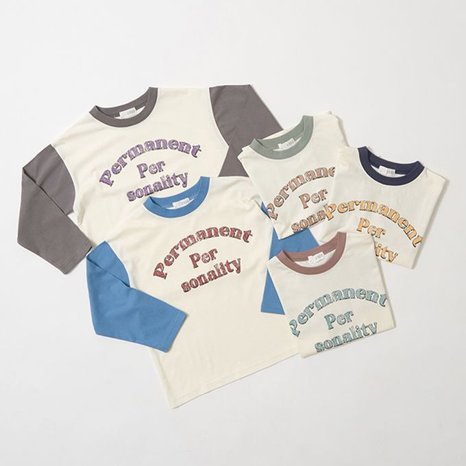 日本 b-ROOM - 100%棉 簡約logo撞色長袖上衣-炭灰