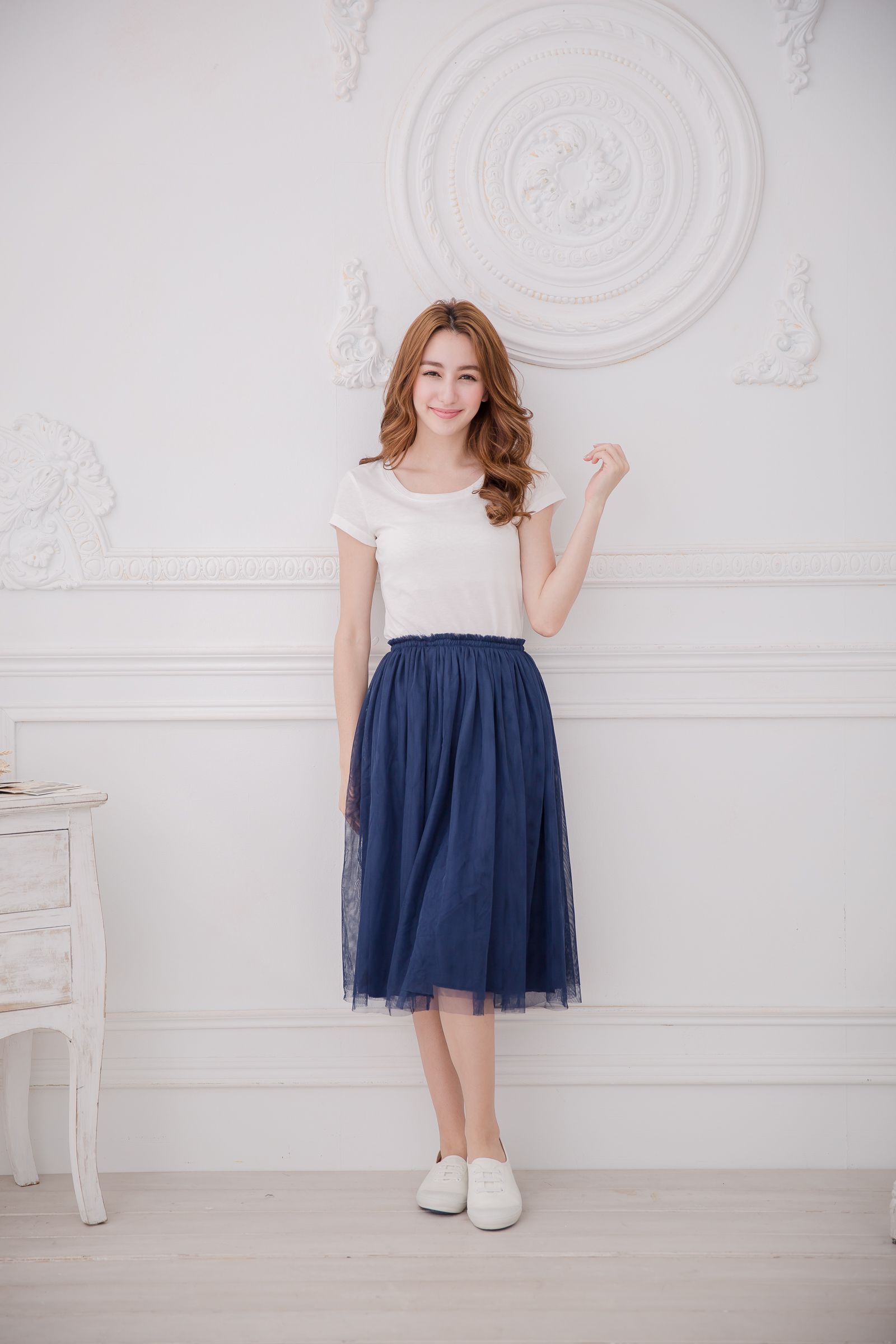 Peachy - 獨家訂製綿柔半身紗裙-半身中長版-午夜藍 (F)