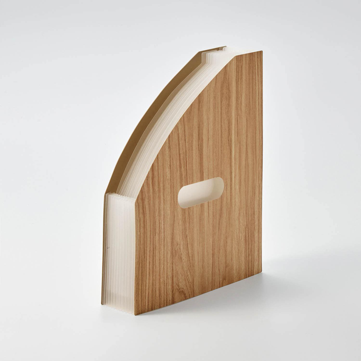 日本千趣會 - 直立式大容量伸縮文件收納盒-平行款-深咖木紋 (33x23.6cm)