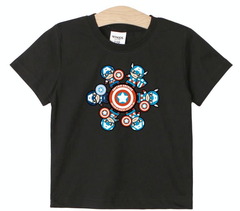 (韓製)正版復仇者聯盟 - 純棉T-美國隊長的軍隊-黑