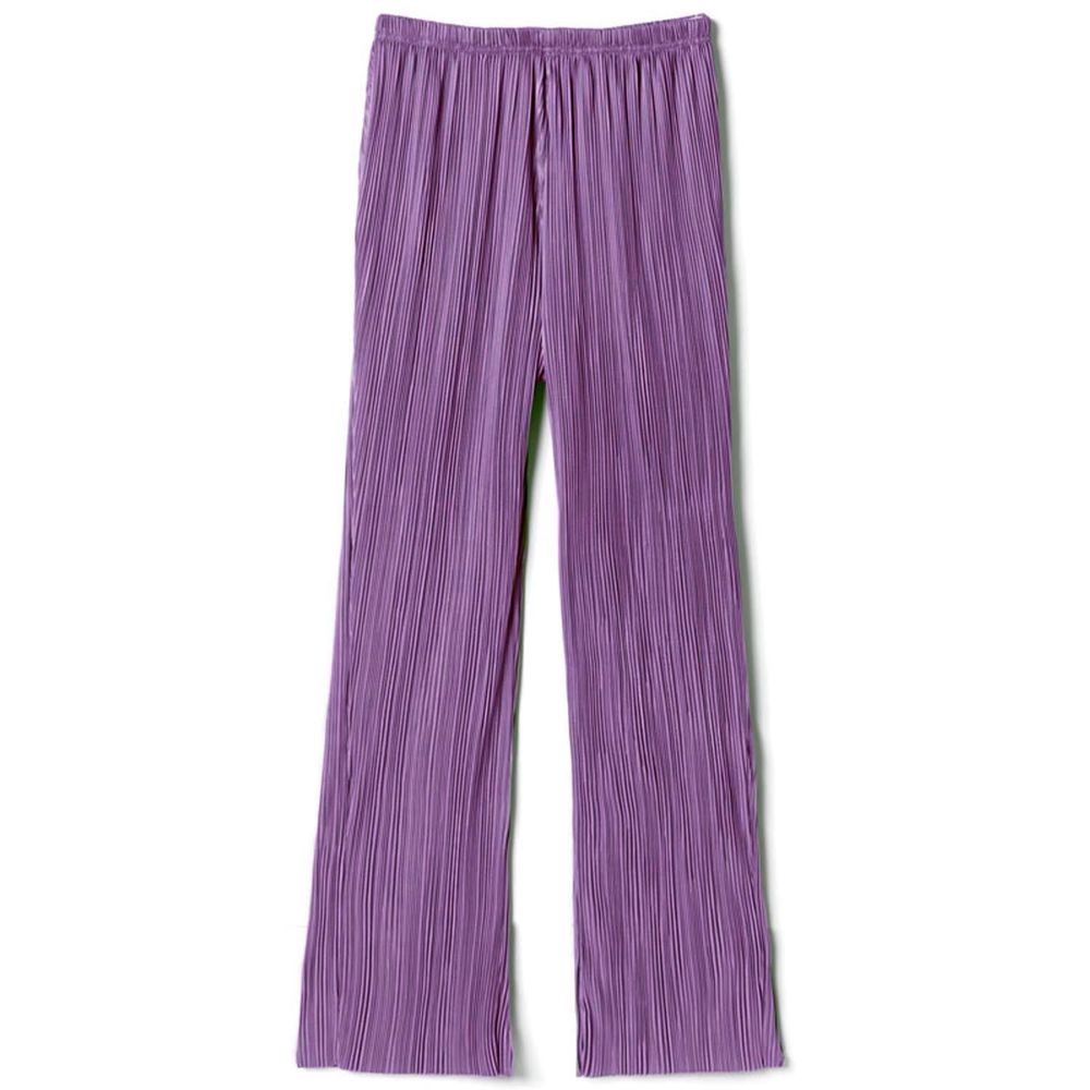 日本 GRL - 修長壓褶百搭彈性鬆緊寬褲-絢麗紫