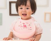 日本 Richell 利其爾 - 萌答答矽膠防水圍兜-矽膠防水-藍