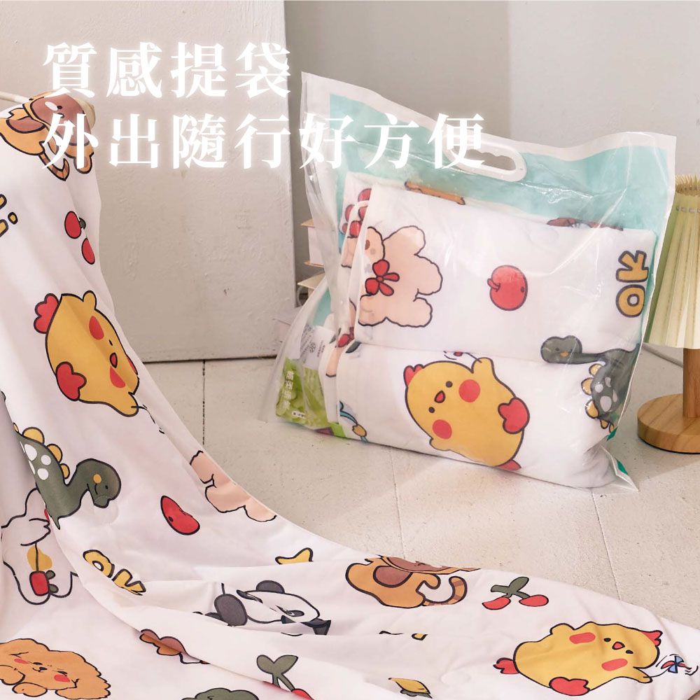 兒童尺寸-韓風童趣零度冰紗涼被120x100cm-動物王國