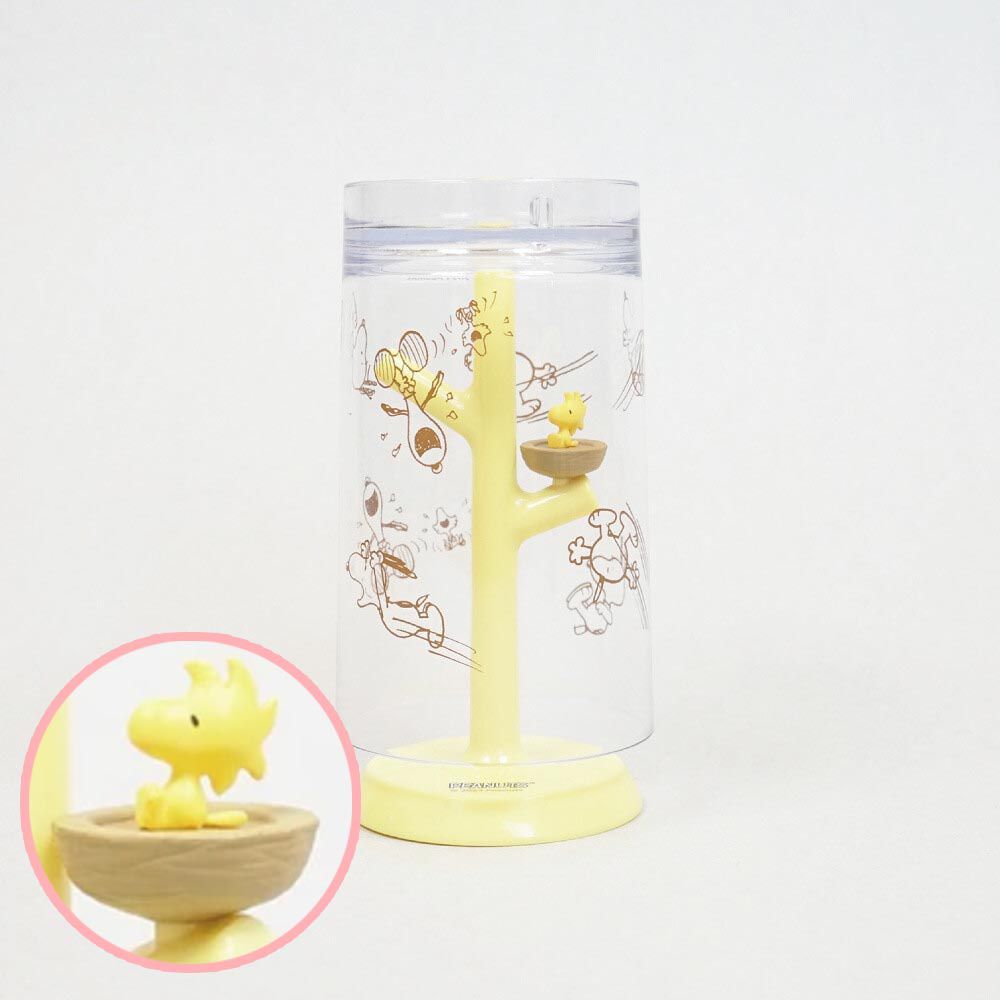 日本 Hashy - 樹枝造型杯架/漱口杯組-史努比-黃 (杯子Φ6.5x11cm)
