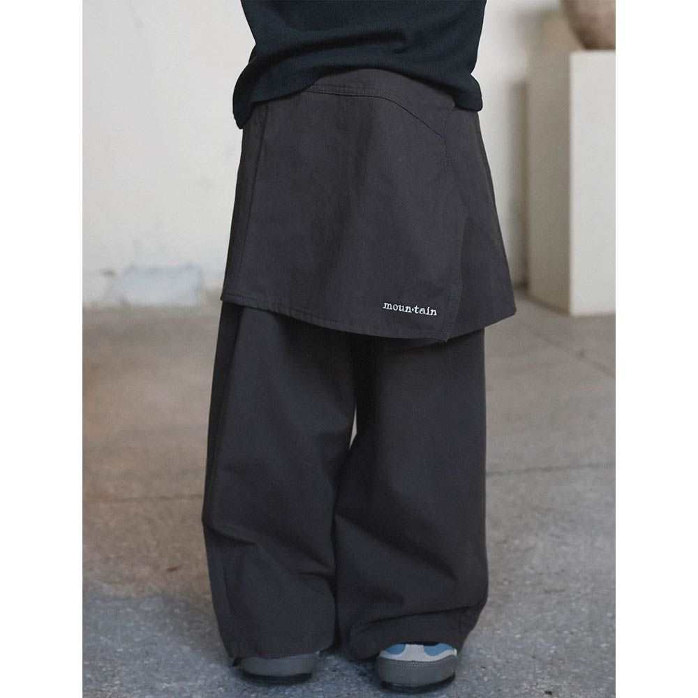 假兩件工裝直筒長褲-深灰