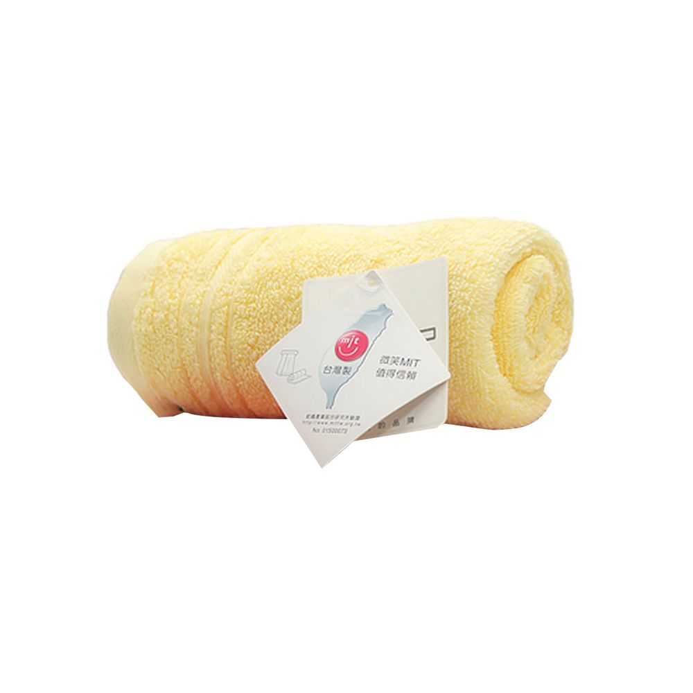 MORINO - 飯店級素色緞條毛巾-鵝黃 (34X76CM)