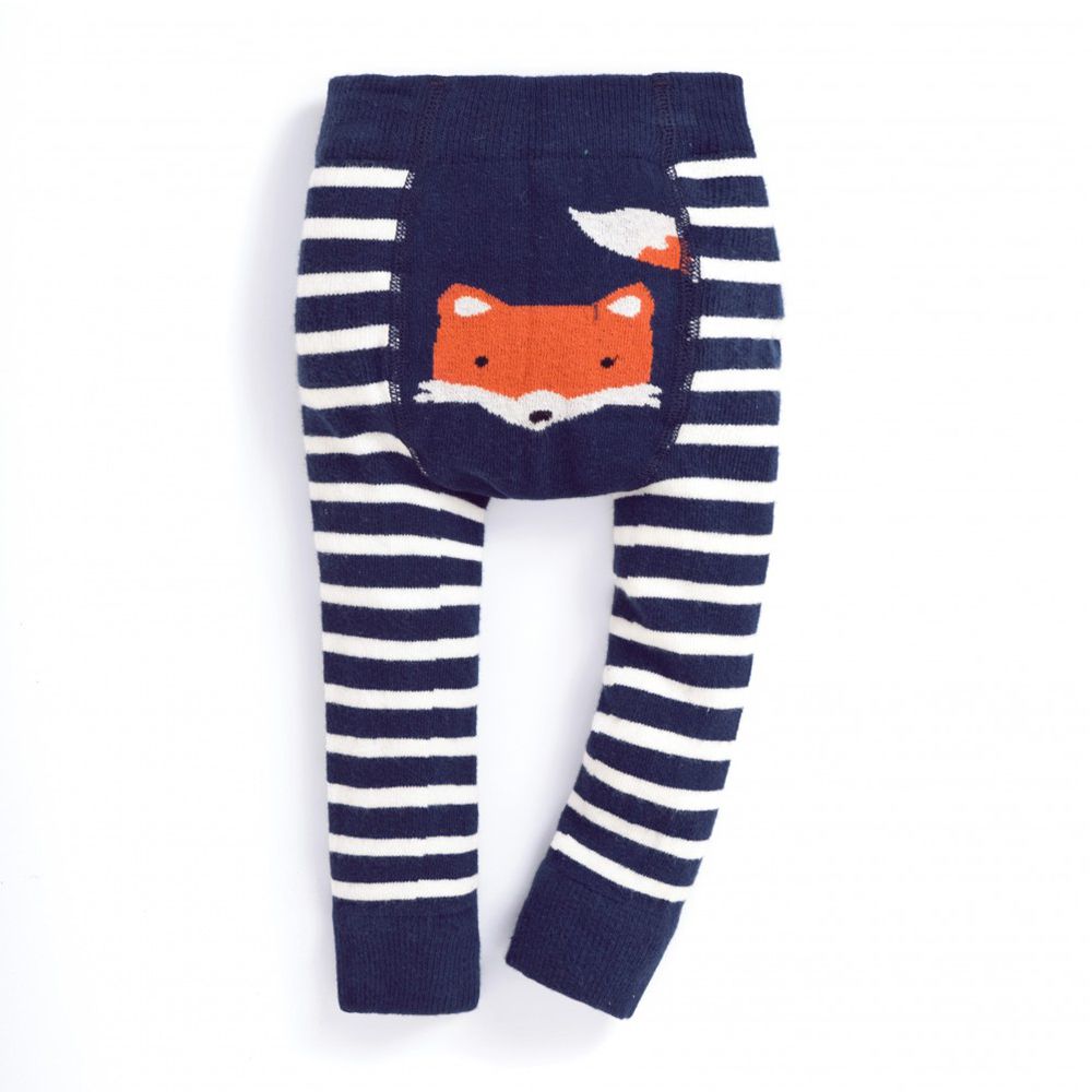 英國 JoJo Maman BeBe - 圖案嬰幼兒內搭褲/保暖襪-海軍藍狐狸