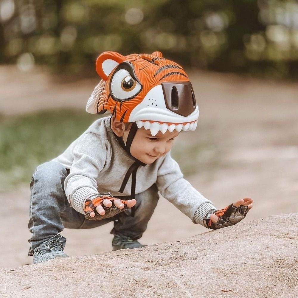 Crazy Safety - 丹麥 3D 恐龍造型 兒童騎乘專用安全帽-橘老虎