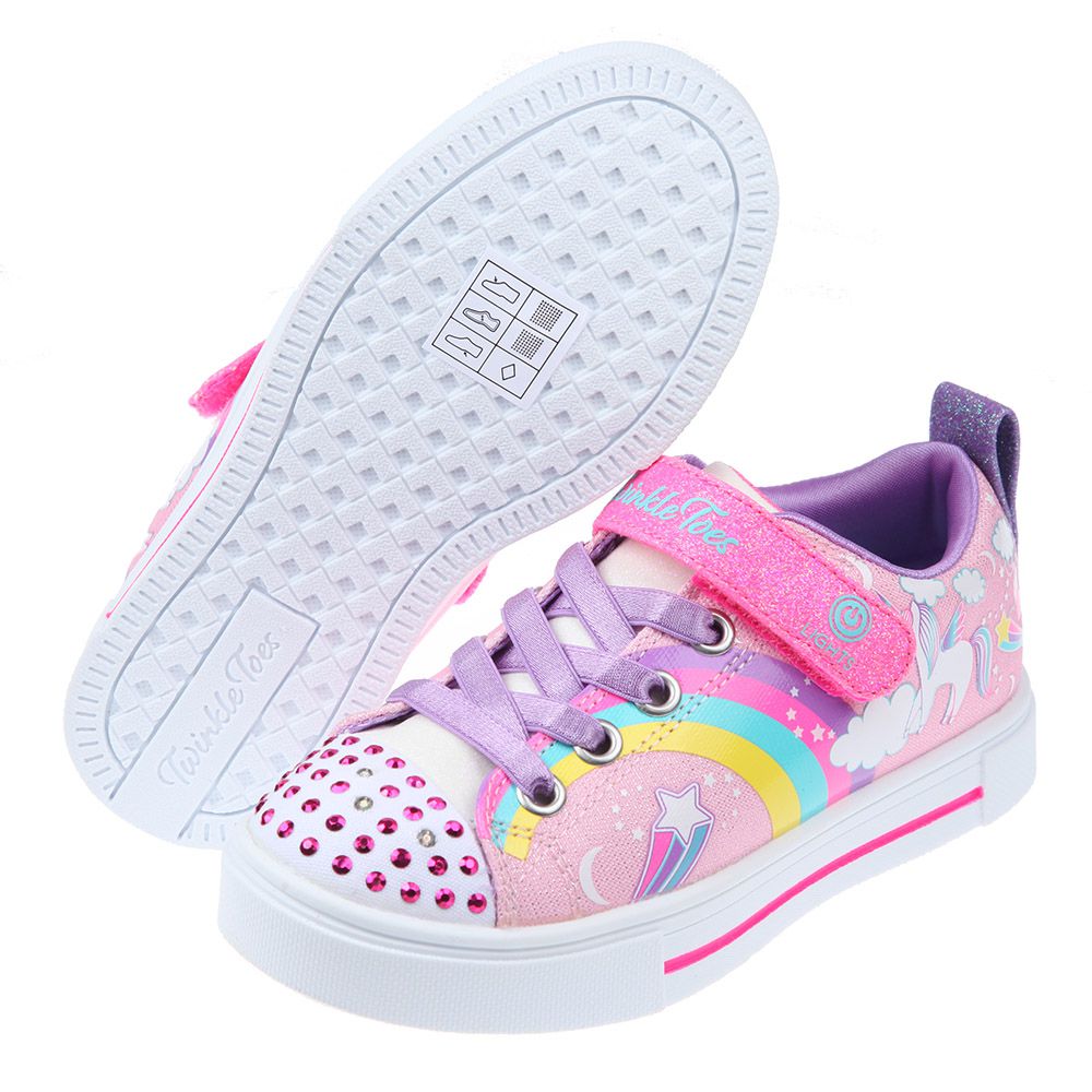 SKECHERS - 夢幻獨角獸粉紅色兒童電燈休閒鞋