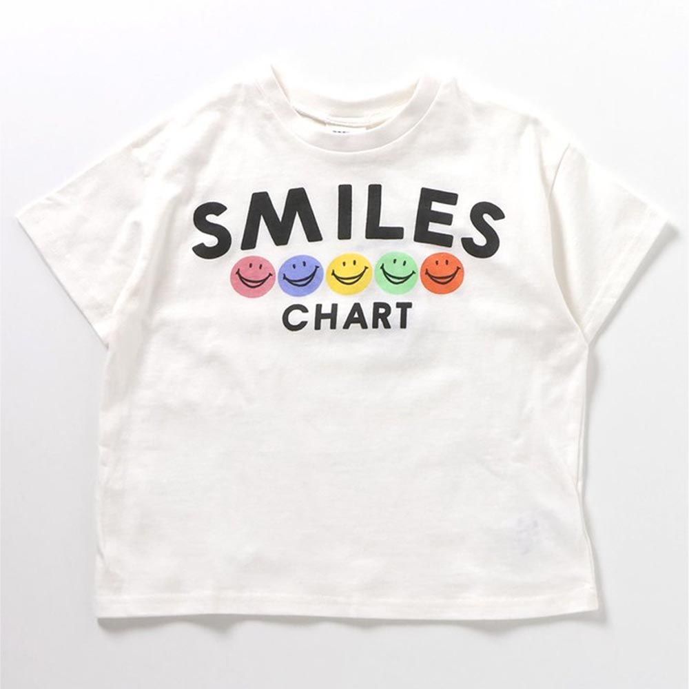 日本 BREEZE - [包色]美式童趣印花短袖T恤-笑臉-白