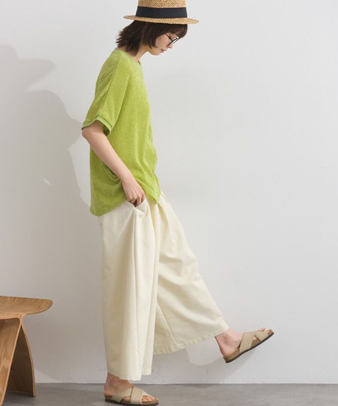 日本 Lupilien - 嫘縈混紡細緻羅紋圓領短袖上衣-象牙白