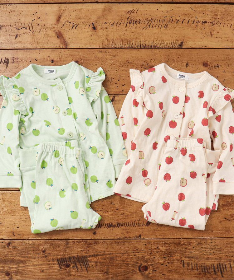 日本 BREEZE - 荷葉肩蘋果圖案成套家居服-青蘋果