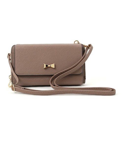 日本 cachecache - 3way蝴蝶結錢夾包-LBR咖啡