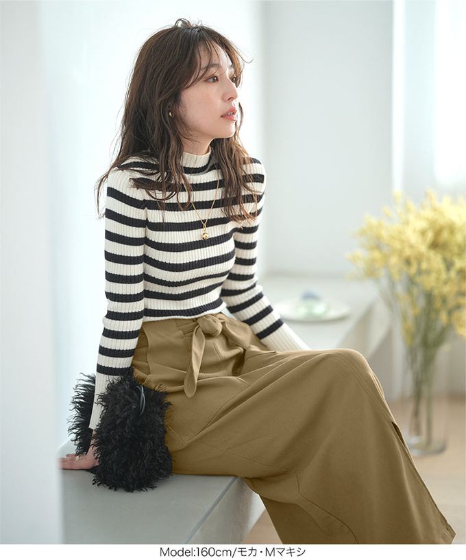 日本 Kobe Lettuce - 休閒大口袋彈力前開叉長裙-(可選長度)-摩卡棕