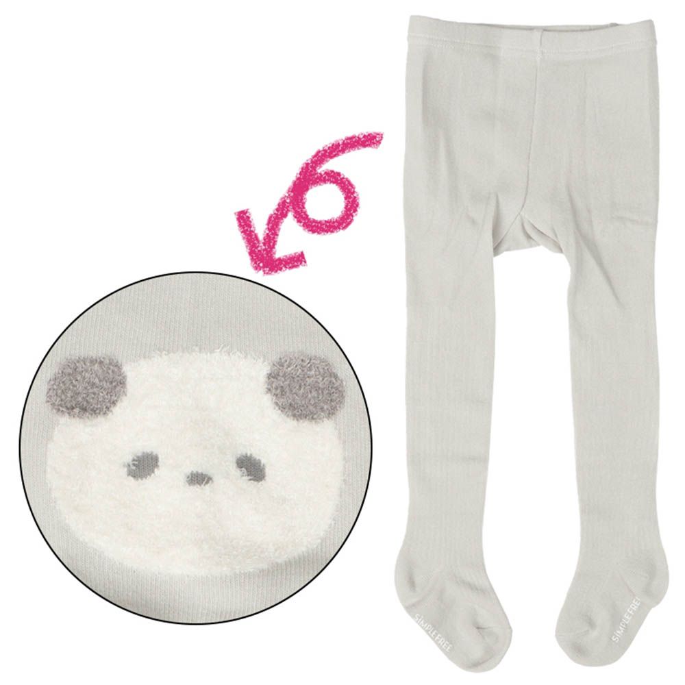 褲襪-熊貓造型屁屁-灰色