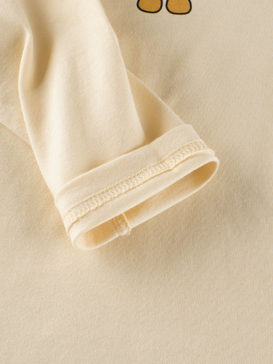 純棉圓領薄長袖上衣-吊帶褲熊熊-杏色