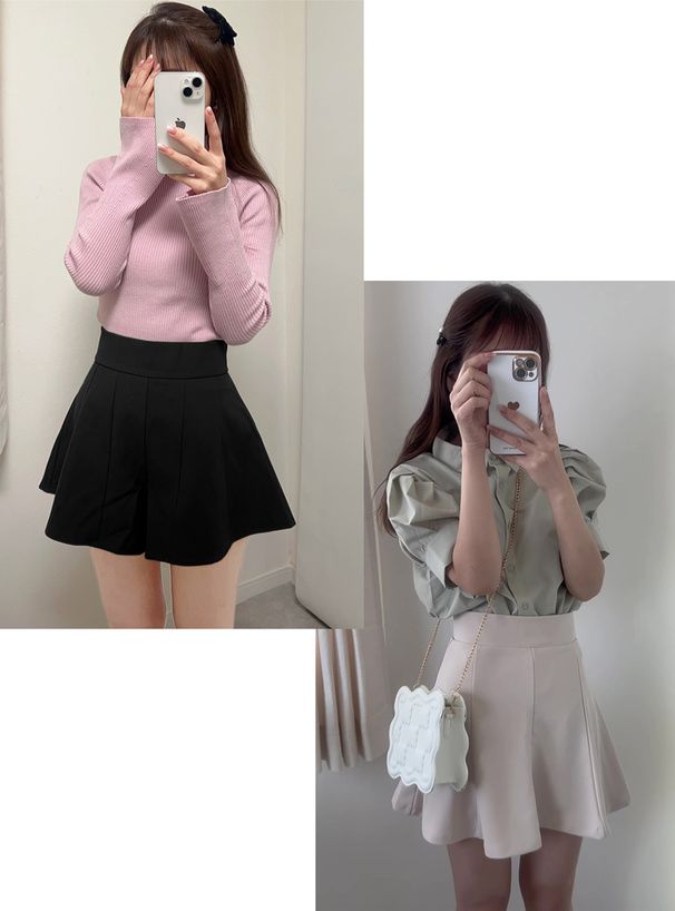 日本 GRL - 學院風百搭短裙-黑