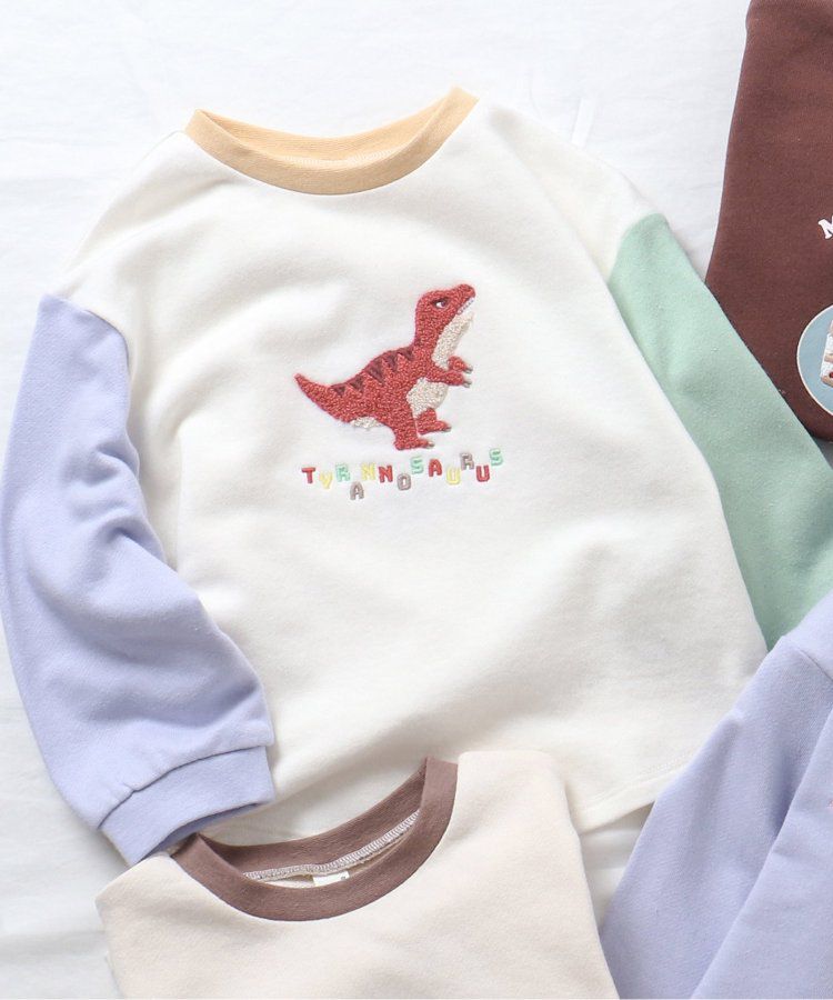 日本 apres les cours - 刺繡童趣印花圓領長袖上衣-草莓蛋糕-摩卡