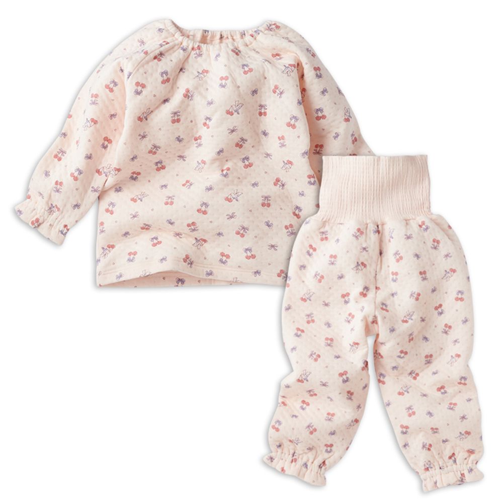 長袖家居服 套頭式-穿衣練習 櫻桃-橘色