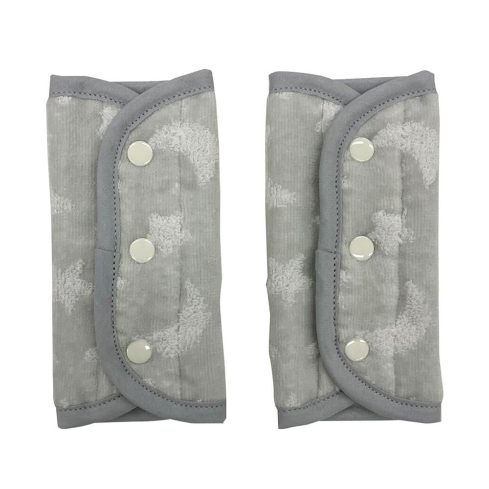 akachan honpo - 專業毛巾製造廠所生產的背帶口水巾-灰色 (約16.5×22cm)