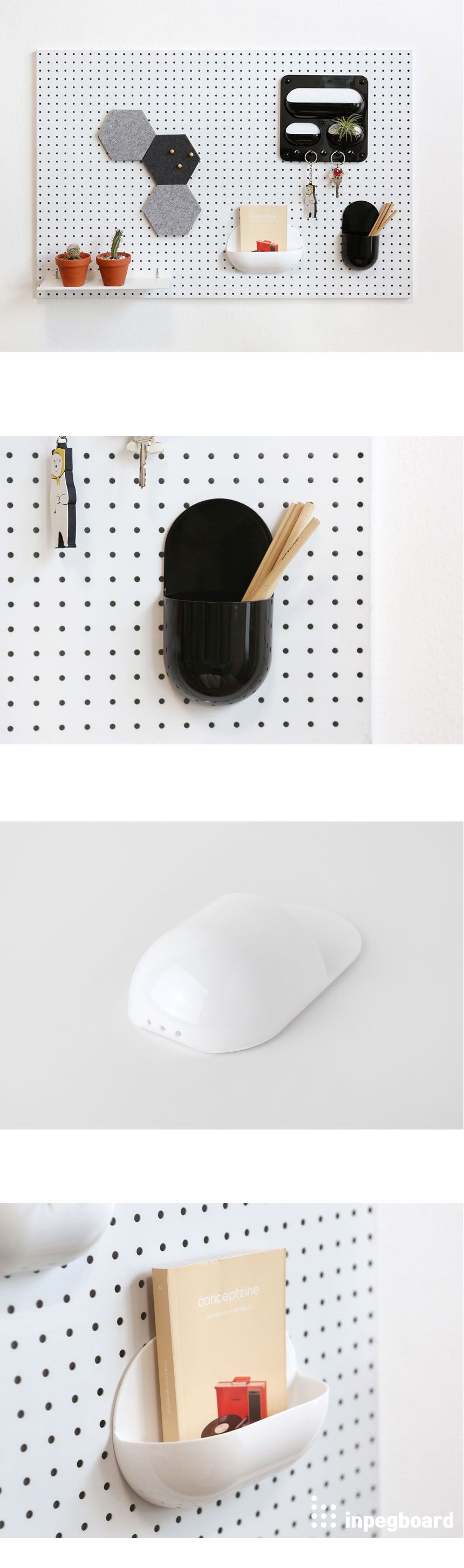 完美主義 Peachy Life - inpegboard洞洞板專用磁性收納架 單口袋(窄)-台灣製-黑色