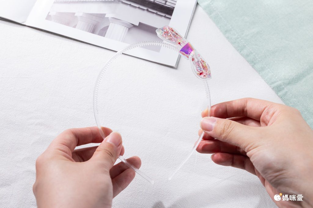 流沙感蝴蝶結透明髮箍-橘色