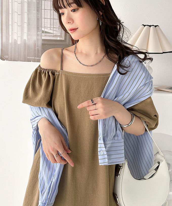 日本 Classical Elf - 典雅2way露肩腰綁帶泡泡袖洋裝-黑