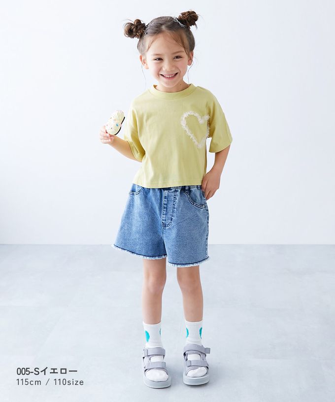 日本 devirock - 俏皮心型薄紗短袖上衣-淺藍