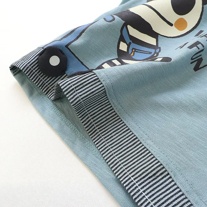 日本 ZOOLAND - 春季拼接風長袖上衣-滑板車小熊-黃