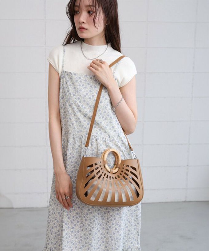 日本 Bab - 2way夏日竹柄鏤空手提/側背包-綠