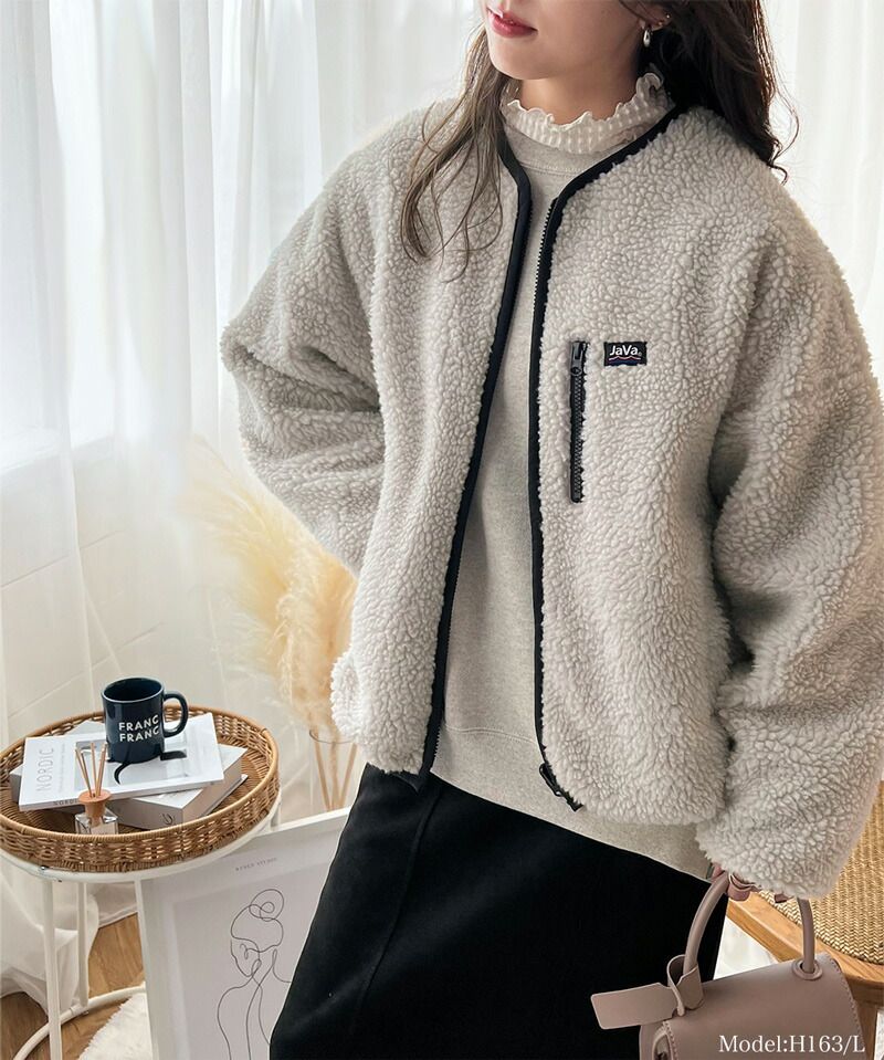 日本 Classical Elf - 2WAY泰迪熊短絨飛行外套-淺米x米杏