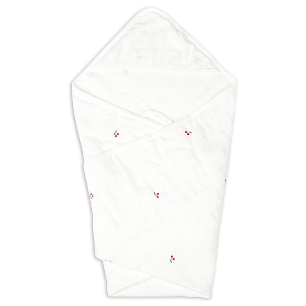 6層棉紗包巾-刺繡-白色 (85×85cm)