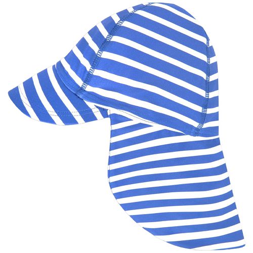 嬰幼兒/兒童泳裝戲水UPF50+防曬護頸遮陽帽-藍條紋