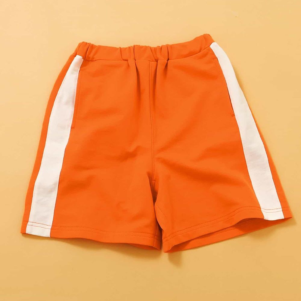 活力舒適運動風短褲-側邊條-橘
