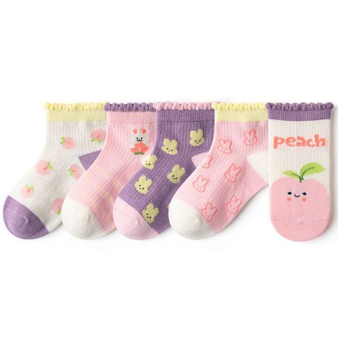 腳ㄚ子 - 幼/兒童透氣網眼襪 童襪 襪子 棉襪 兒童襪-粉色小桃