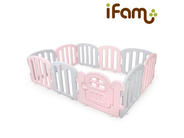 韓國 iFam - 極簡時尚圍欄-粉紅灰 (207cm x 147cm x 60cm)