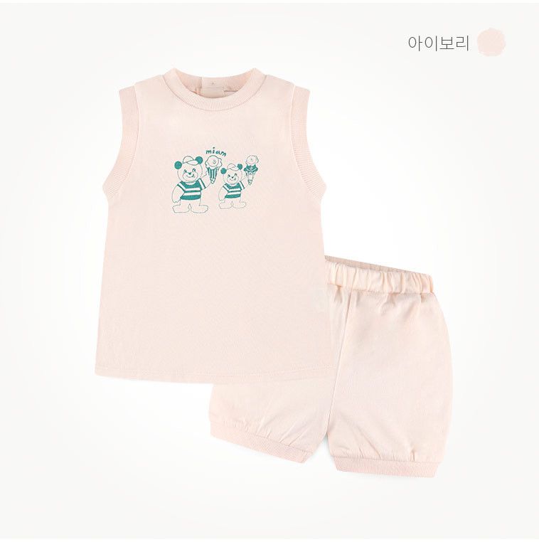 韓國 milk mile - 冰淇淋熊熊無袖套裝-綠