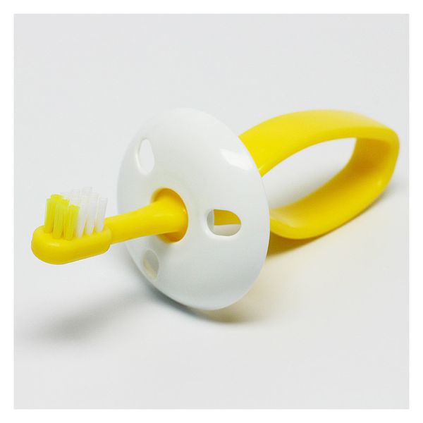 akachan honpo - 乳齒用防吞牙刷(圓圈握柄)-黃色