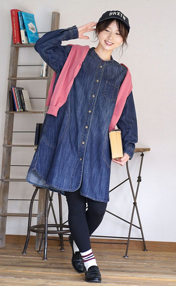 日本 zootie - 百搭經典圓領牛仔外套/襯衫-深藍