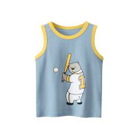 27KIDS - 純棉無袖背心上衣-熊熊打棒球-藍色