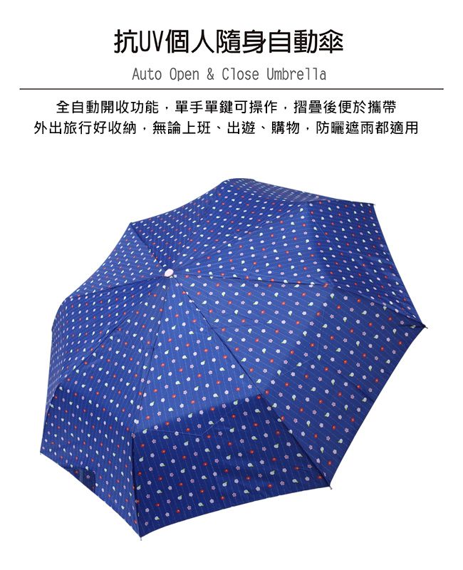 Rainstory - 抗UV隨身自動傘-和風小花-300g